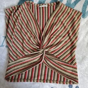 Striped Knot Front Top
